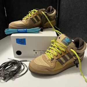 Adidas x Bad Bunny x  Forum Low Sneakers with Neon and Brown Accents